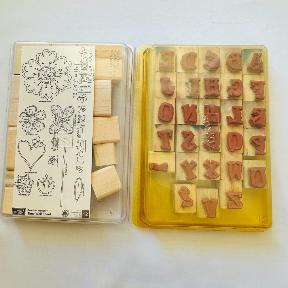 Stampin' Up! Rubber Stamp Sets Lot of 7 Alphabets Numbers Floral Tags - Picture 3 of 5